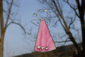 Andílek s kytičkami růžový větší - Tiffany šperky