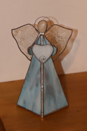 Modrý anděl se srdcem - Tiffany šperky
