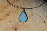 Šperk - kapka modrošedá s patinou - Tiffany šperky